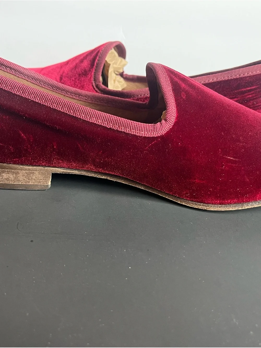 Del Toro Velvet Slip-On Loafers Oxblood Red